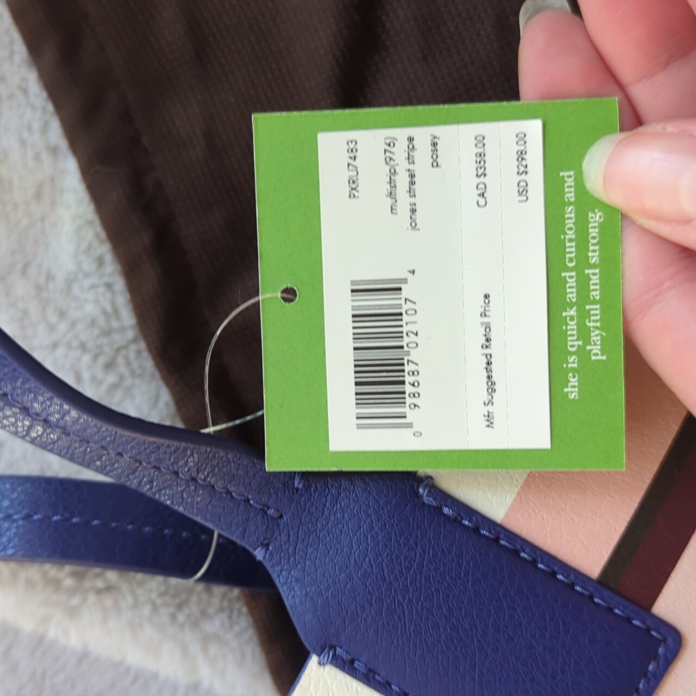 BNWT Kate Spade Multi Stripe Leather Tote Bag Jones Street Stripe Posey - Picture 2 of 7